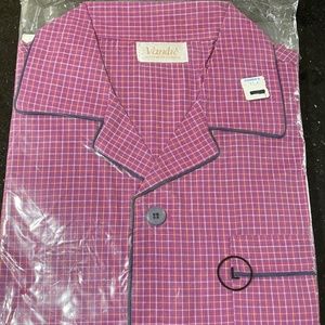New Vandre Women's 2 piece Pink Mauve Check PJs Sleepwear Pajama Set, Size Large